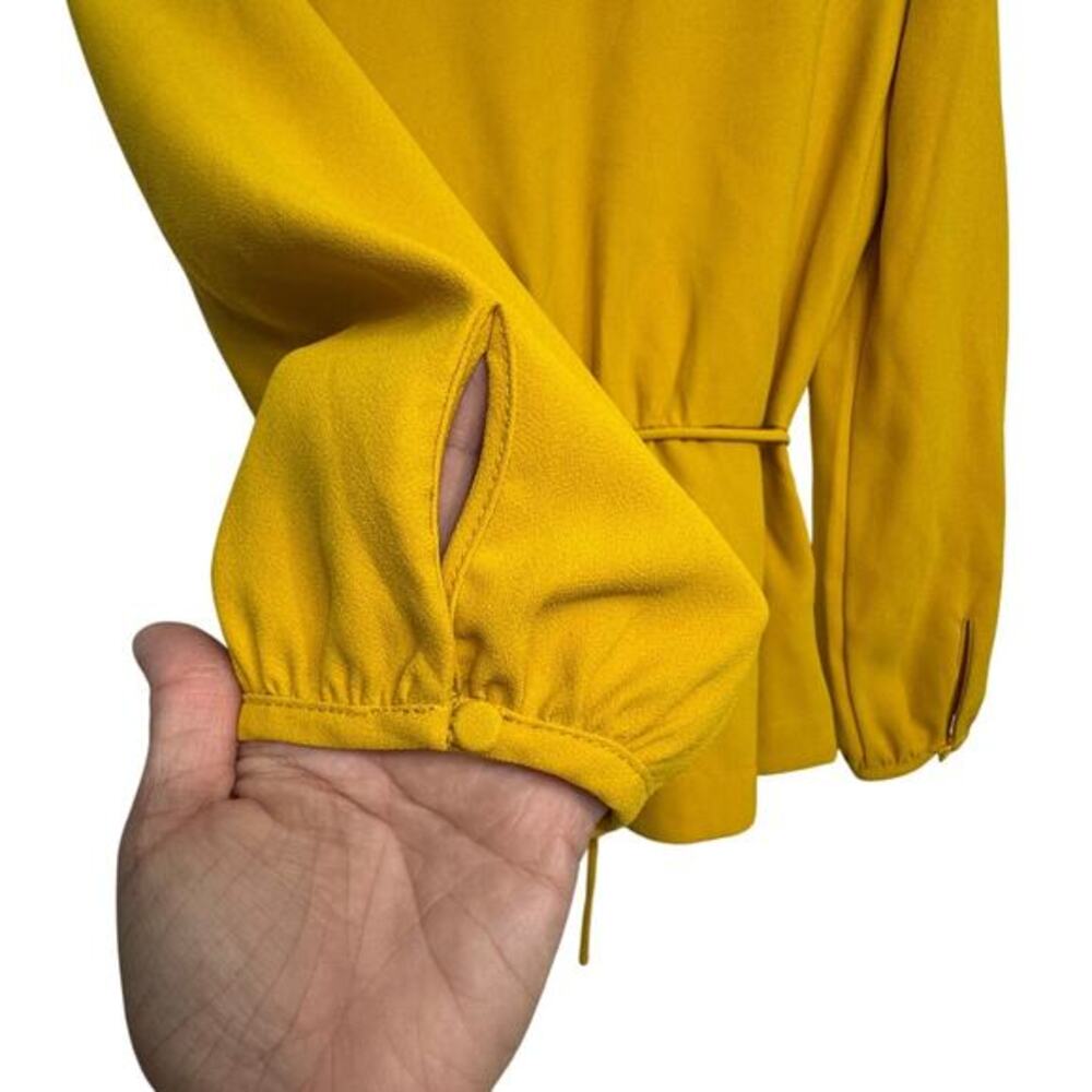 J.Crew Mustard Yellow Wrap Blouse Size 4 Long Sleeve Top Classic Chic - Picture 6 of 6